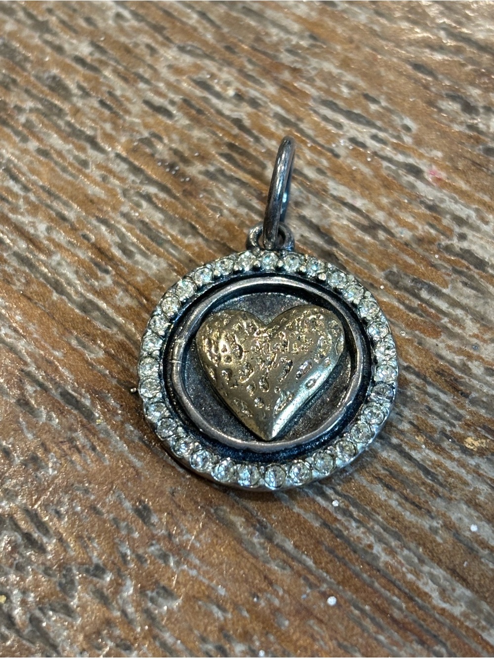 Waxing Poetic retired Heart Pendant Charm with Crystal Halo